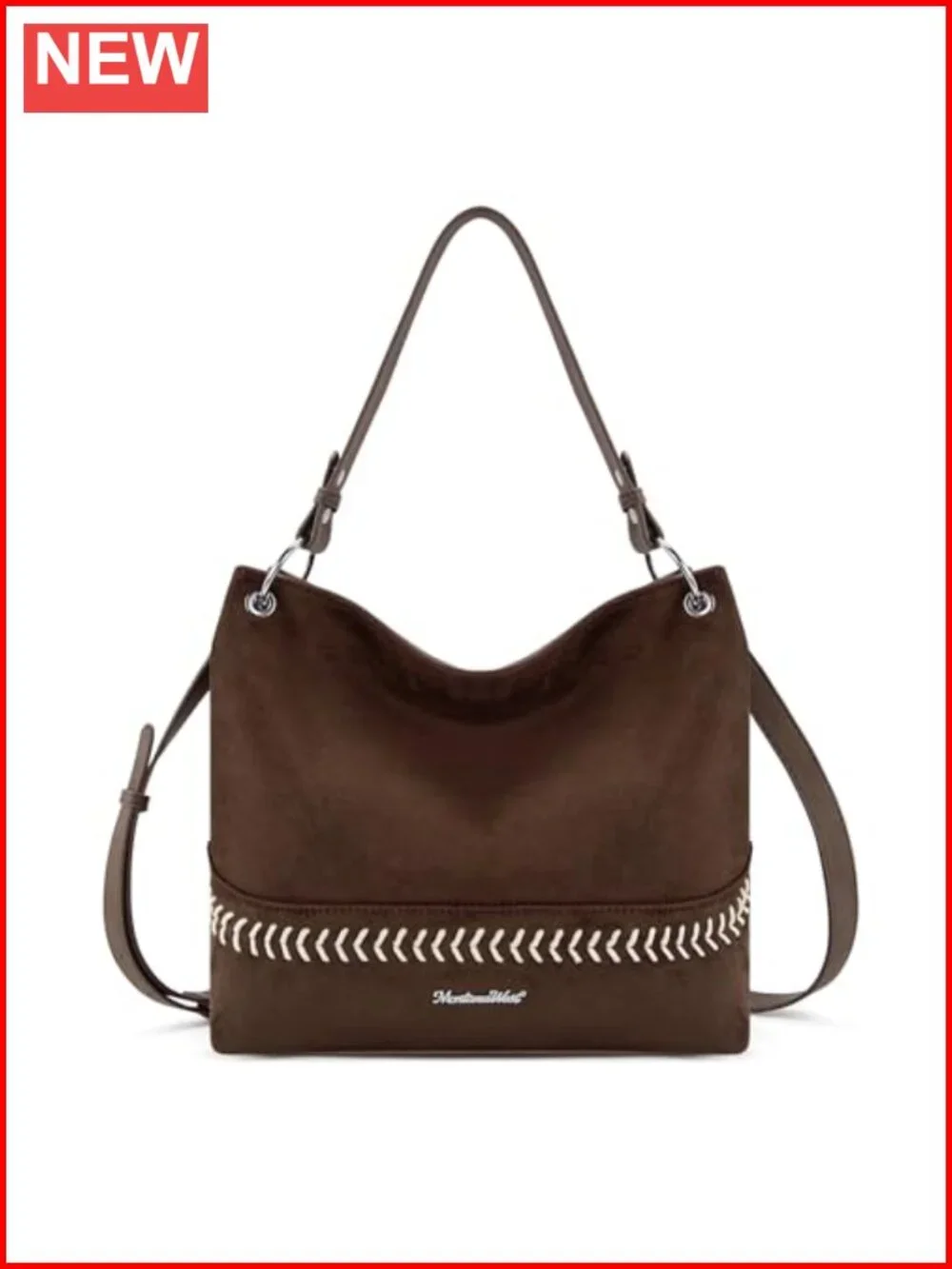 Faux Suede Hobo Bag with Back Pocket, Crossbody Strap